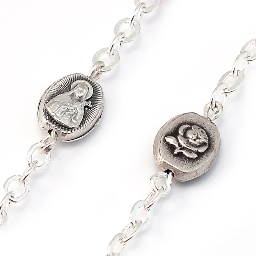Saint Therese of Lisieux Ghirelli Silver Decade Rosary - Image 5