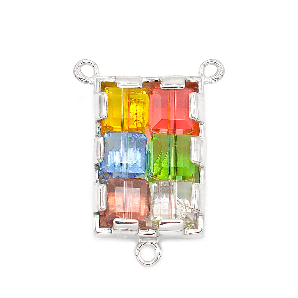 Multicolor Crystal Lourdes Rosary with Sterling Silver - Image 5
