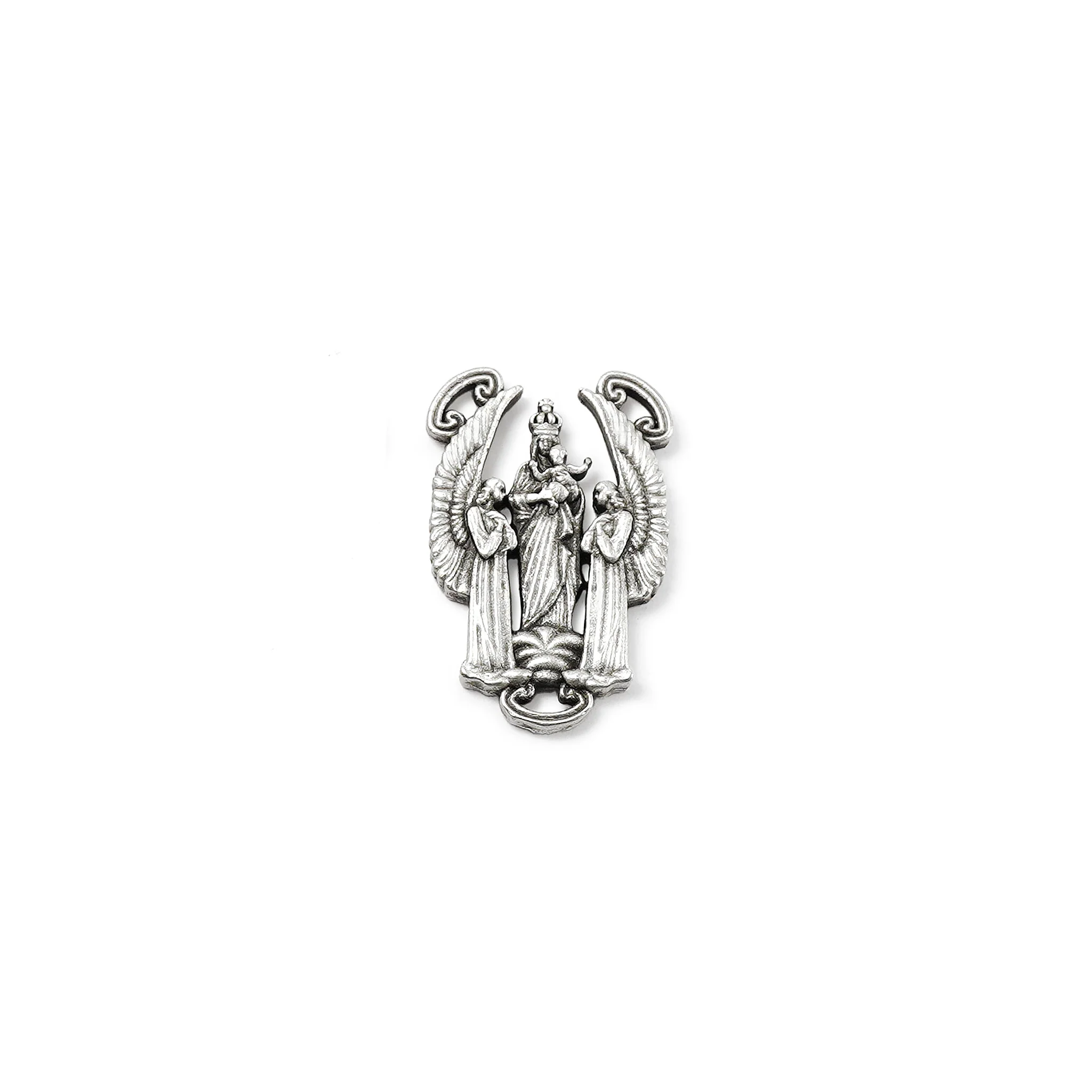 The Holy Angels Rosary in antique silver with Mother of Pearl beads - Image 4