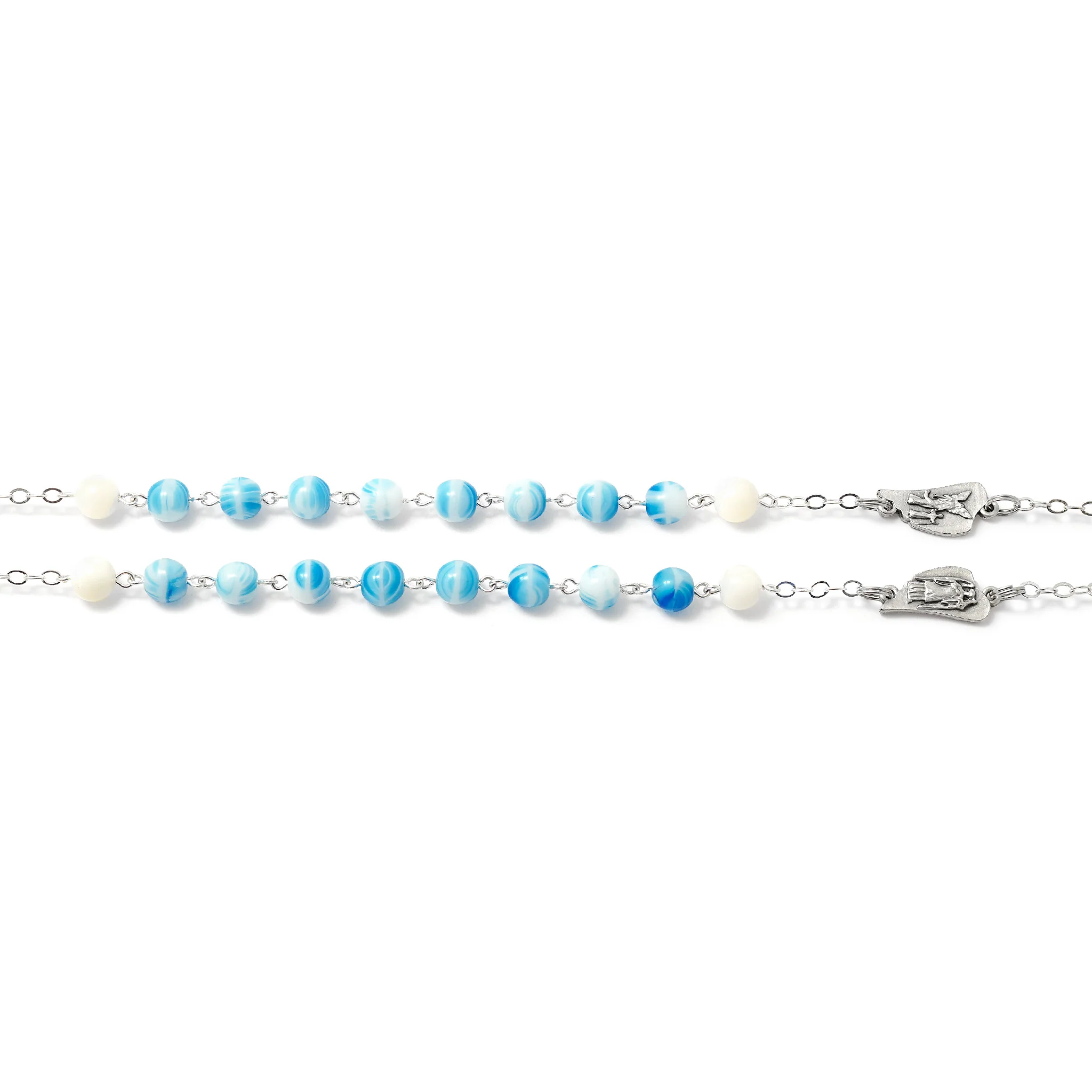The Holy Angels Rosary in antique silver with Mother of Pearl beads - Image 7