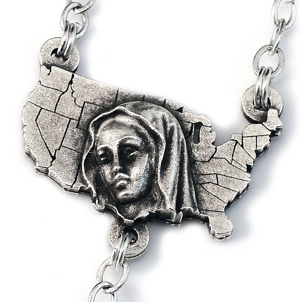 The USA Rosary in Antique Silver with 50 States Beads - Image 4