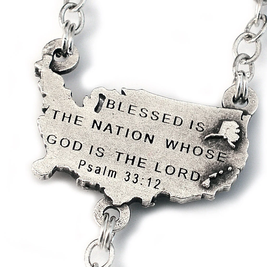 The USA Rosary in Antique Silver with 50 States Beads - Image 5