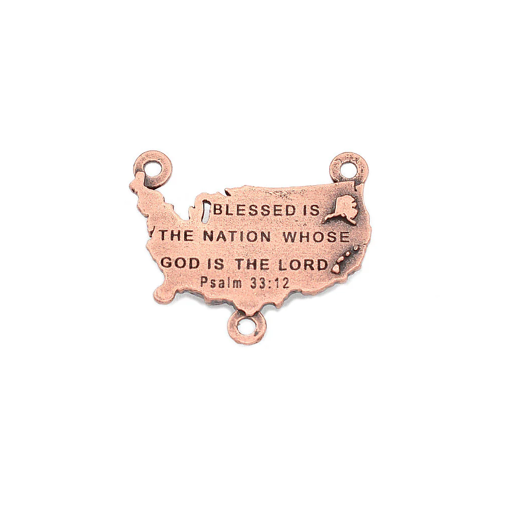 The USA Rosary in Copper with Blue Glass - Image 5